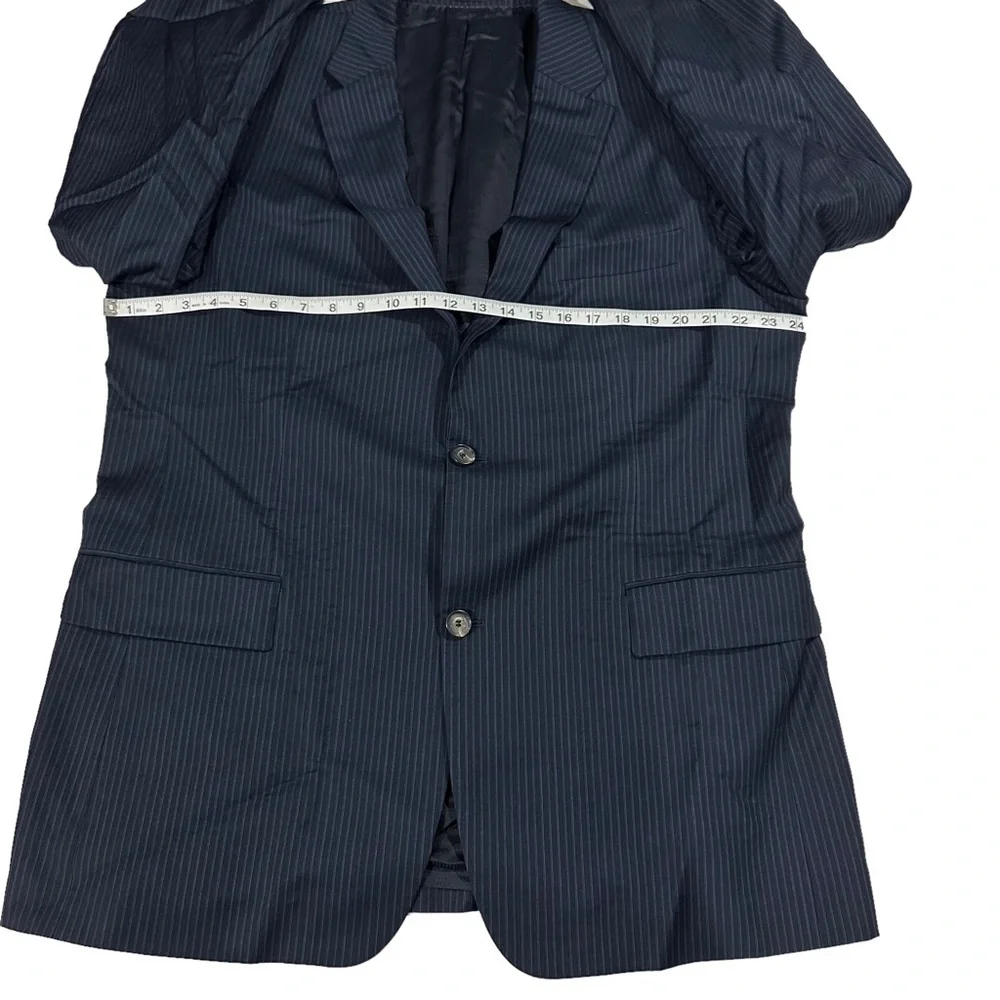 Hugo Boss Pasini2/Movie2 Navy & Periwinkle Stripe 2 Button Wool Suit Coat Sz 46L - Picture 13 of 16